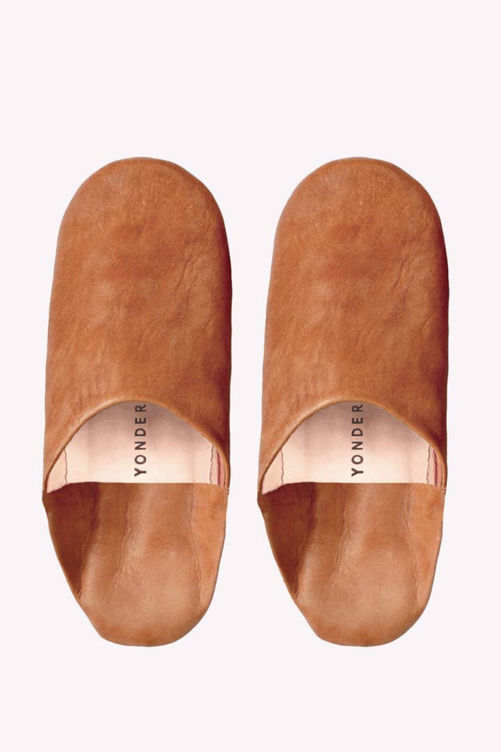 Leather Babouche Slippers | Toffee: Small