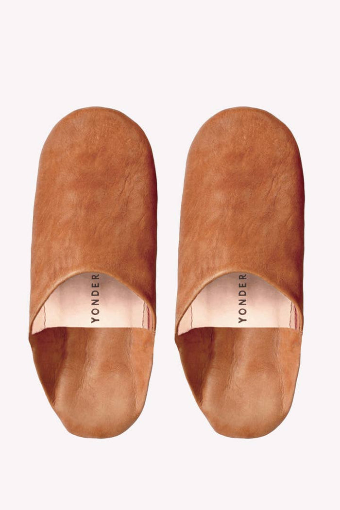Leather Babouche Slippers | Toffee: Large