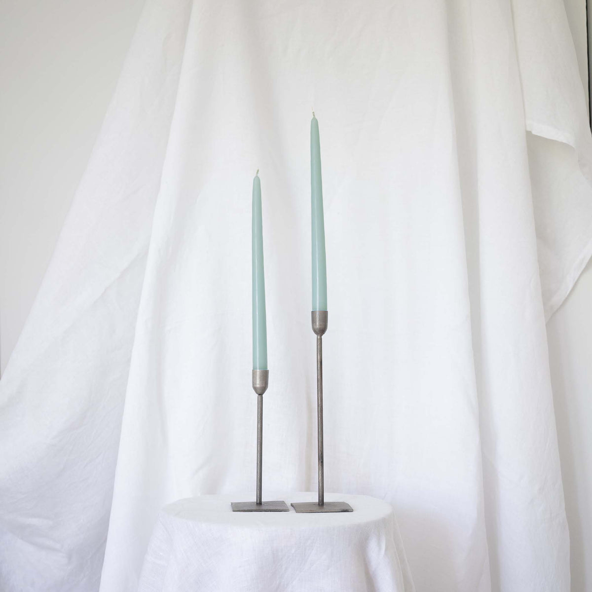 Light Blue Taper Candles - Pair