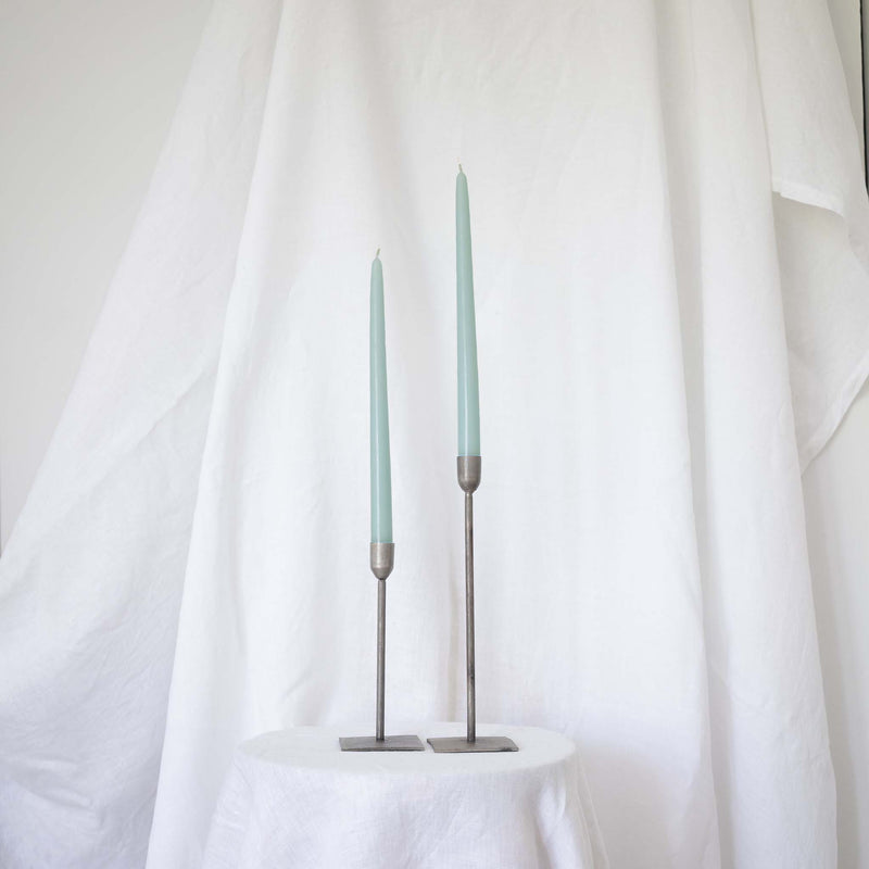 Light Blue Taper Candles - Pair