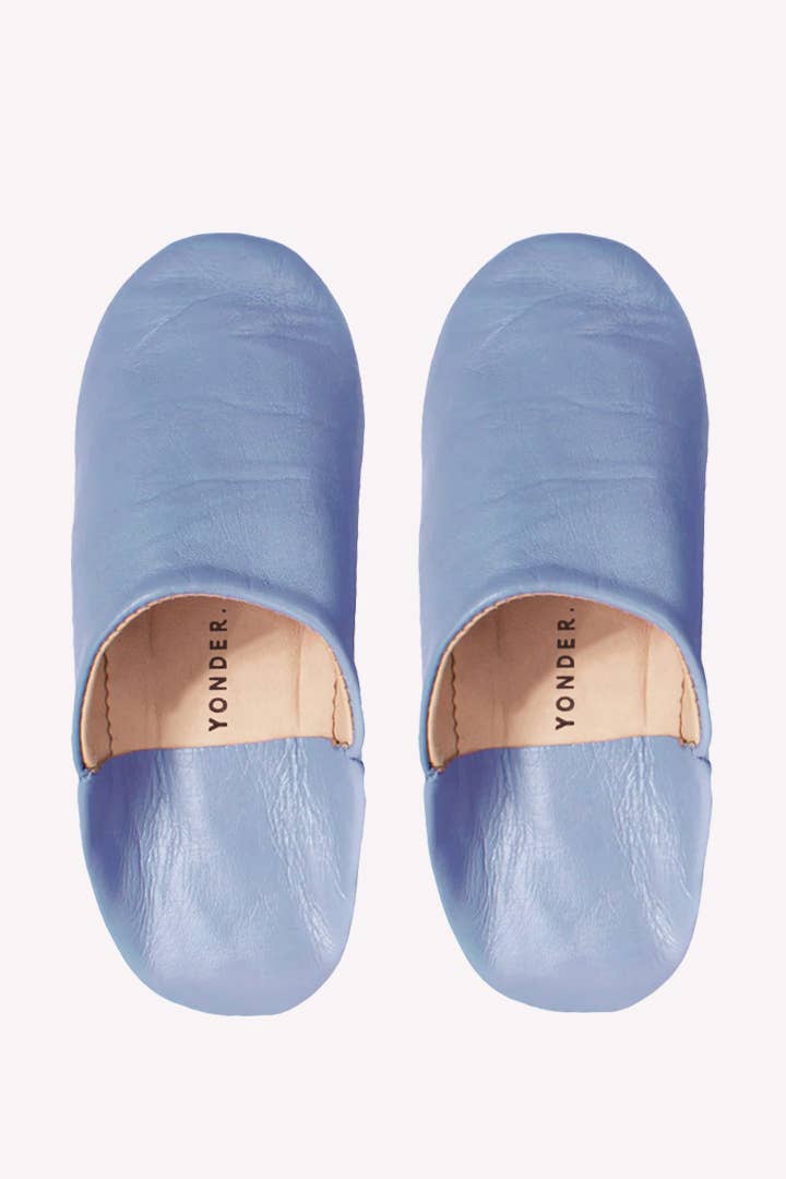 Cornflower Leather Babouche Slippers - Small