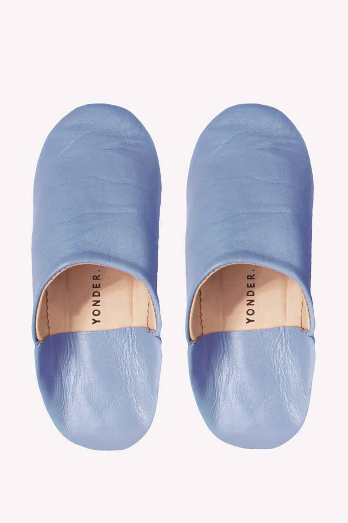 Cornflower Leather Babouche Slippers - Small