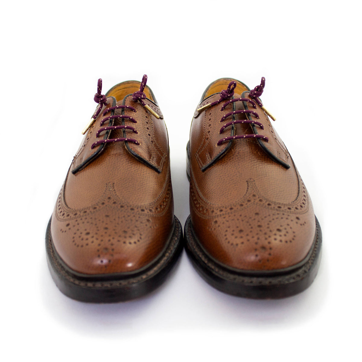 Maroon with Beige Polka Dot Shoelaces - Cambridge Maroon : 32"/81CM
