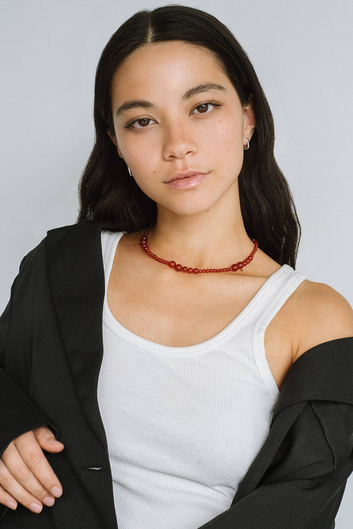Avery Necklace - Carnelian: Sterling Silver
