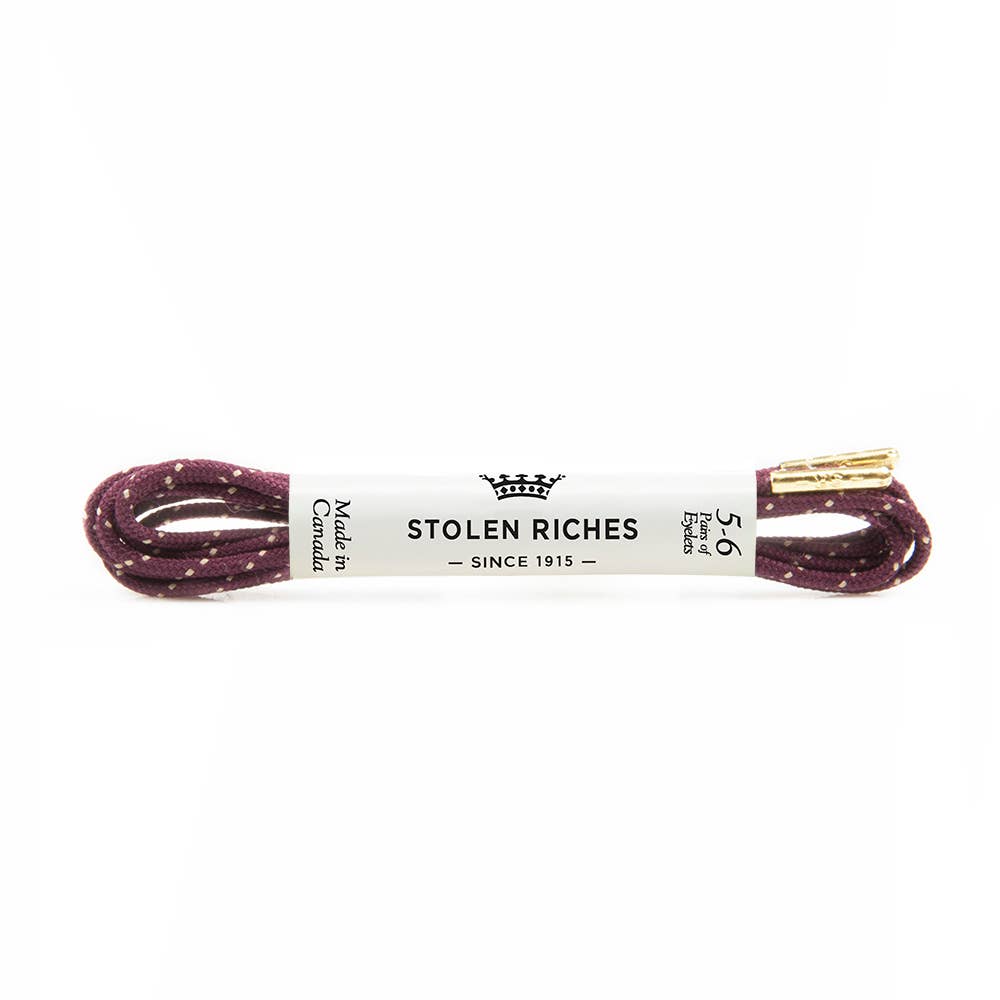 Maroon with Beige Polka Dot Shoelaces - Cambridge Maroon : 32"/81CM