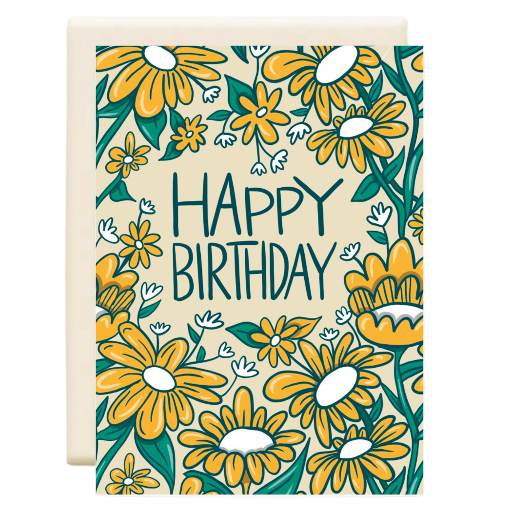 Birthday Floral Yellow  | Birthday Greeting Card
