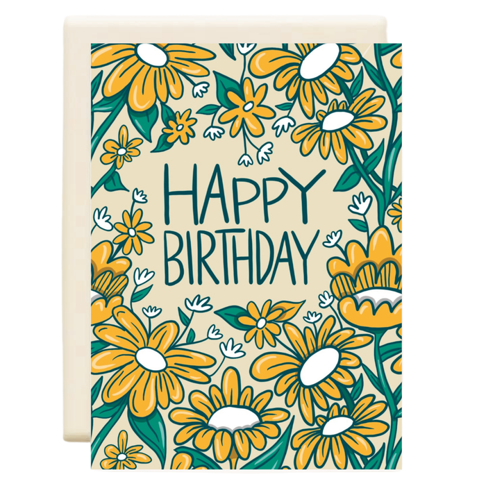 Birthday Floral Yellow  | Birthday Greeting Card