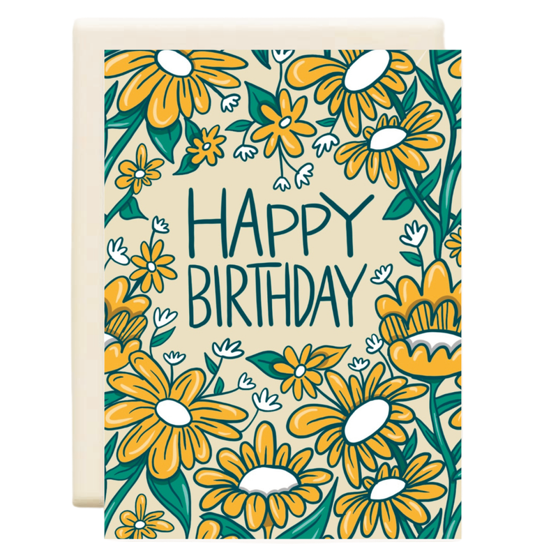 Birthday Floral Yellow  | Birthday Greeting Card
