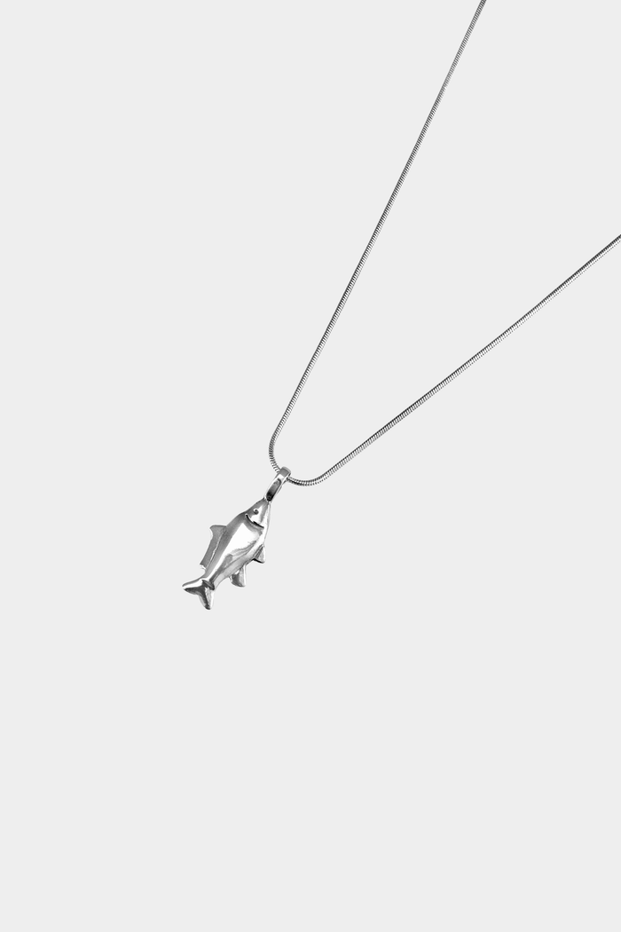 Lucky Fish Necklace: Sterling Silver / Slim Snake Chain