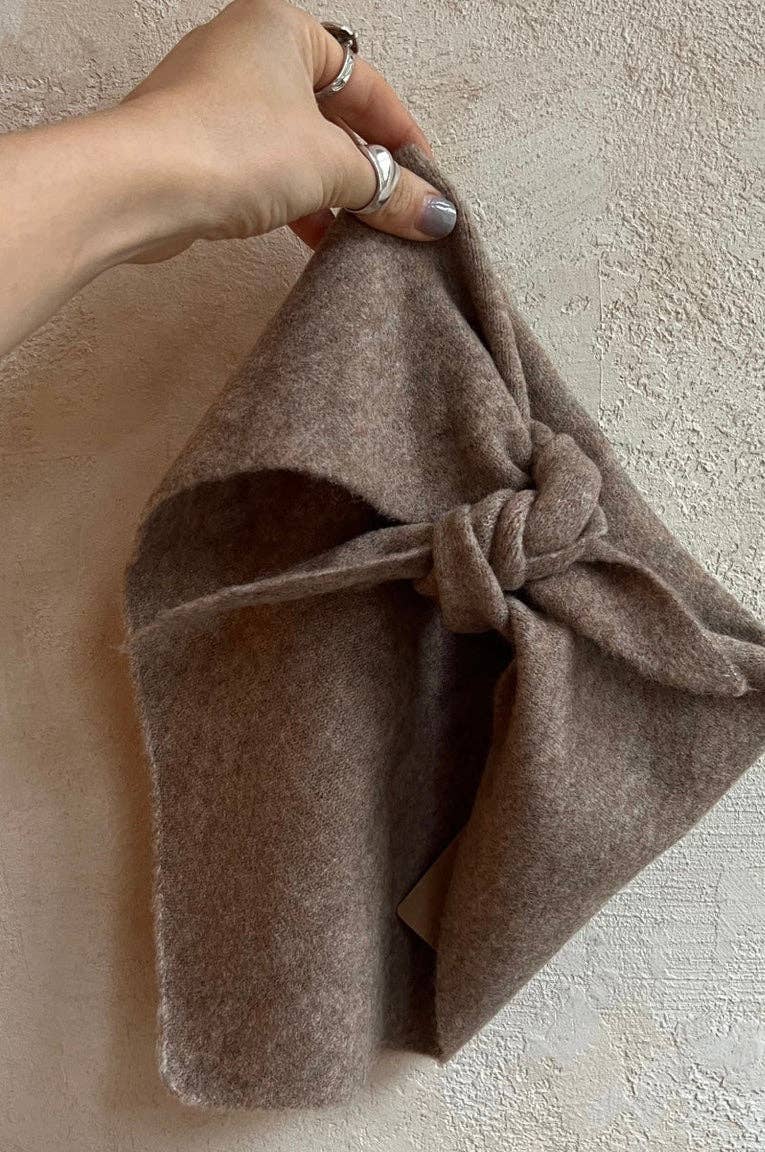 Fuzzy Wool Cravat Scarf: Mushroom