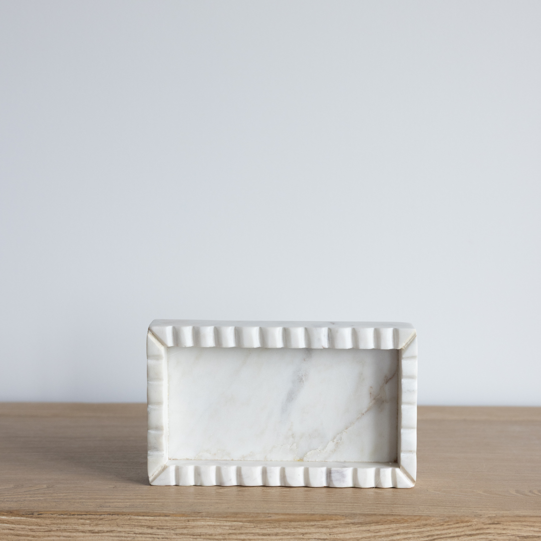 White Marble Scalloped Tray