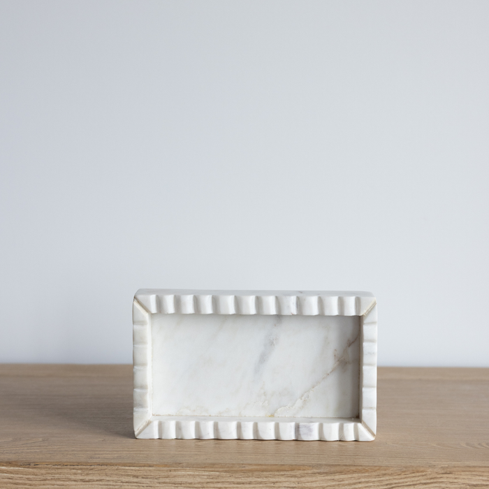 White Marble Scalloped Tray