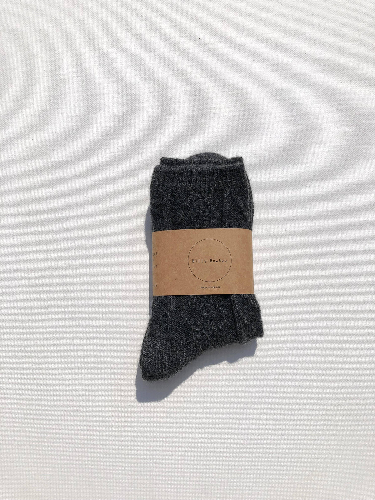 CABLE WOOL SOCKS: Dark gray / M/L