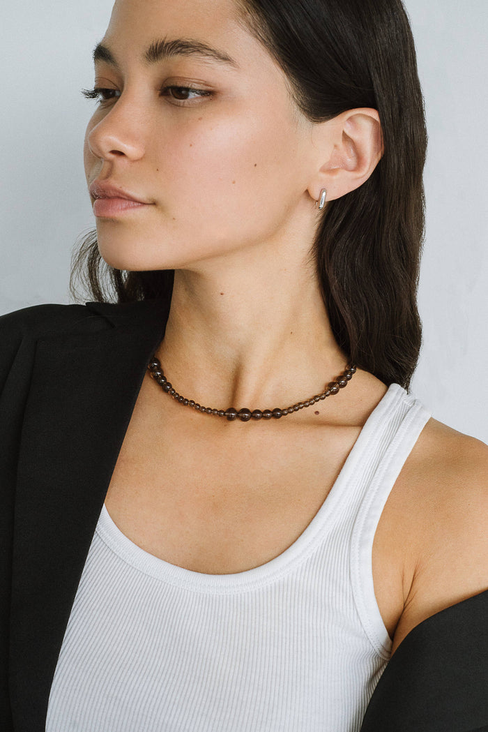 Avery Necklace - Smoky Quartz: Sterling Silver