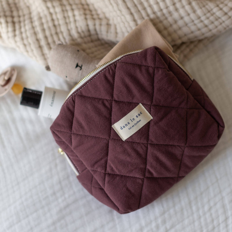 Khaki Quilted travel pouch