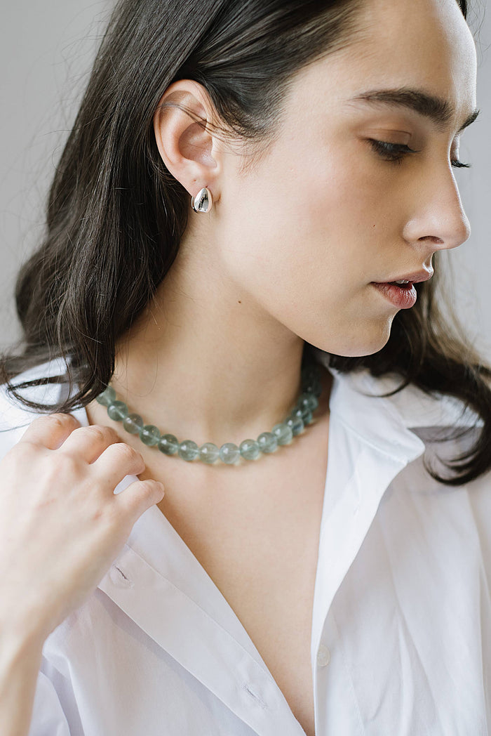 Almond Huggie Hoops: Sterling Silver