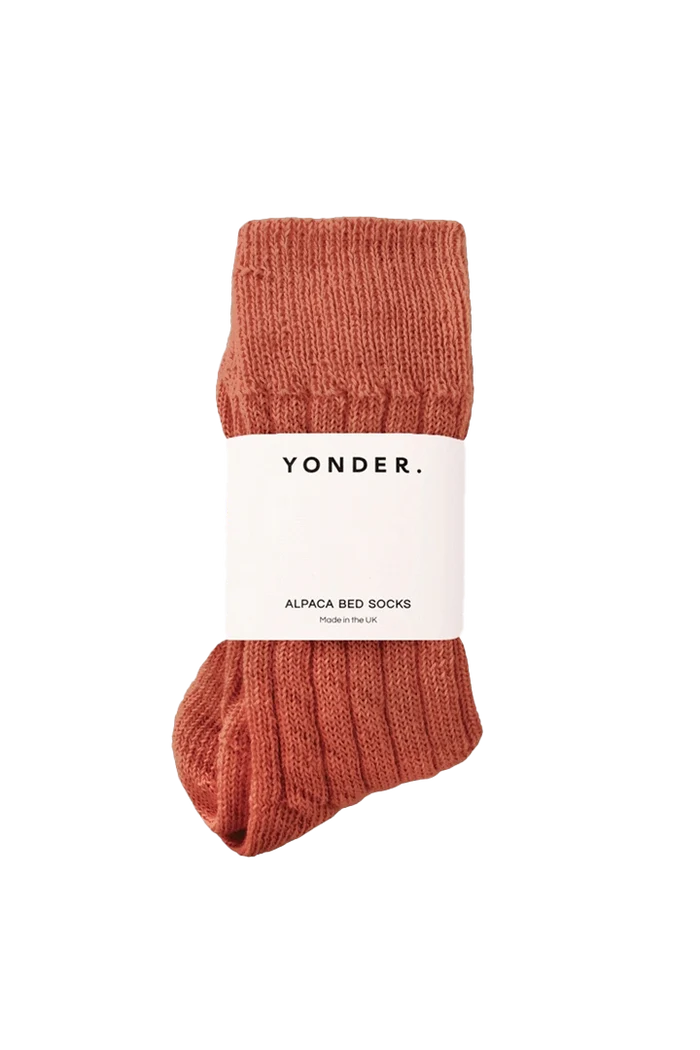 Angora Bed Socks - Rust