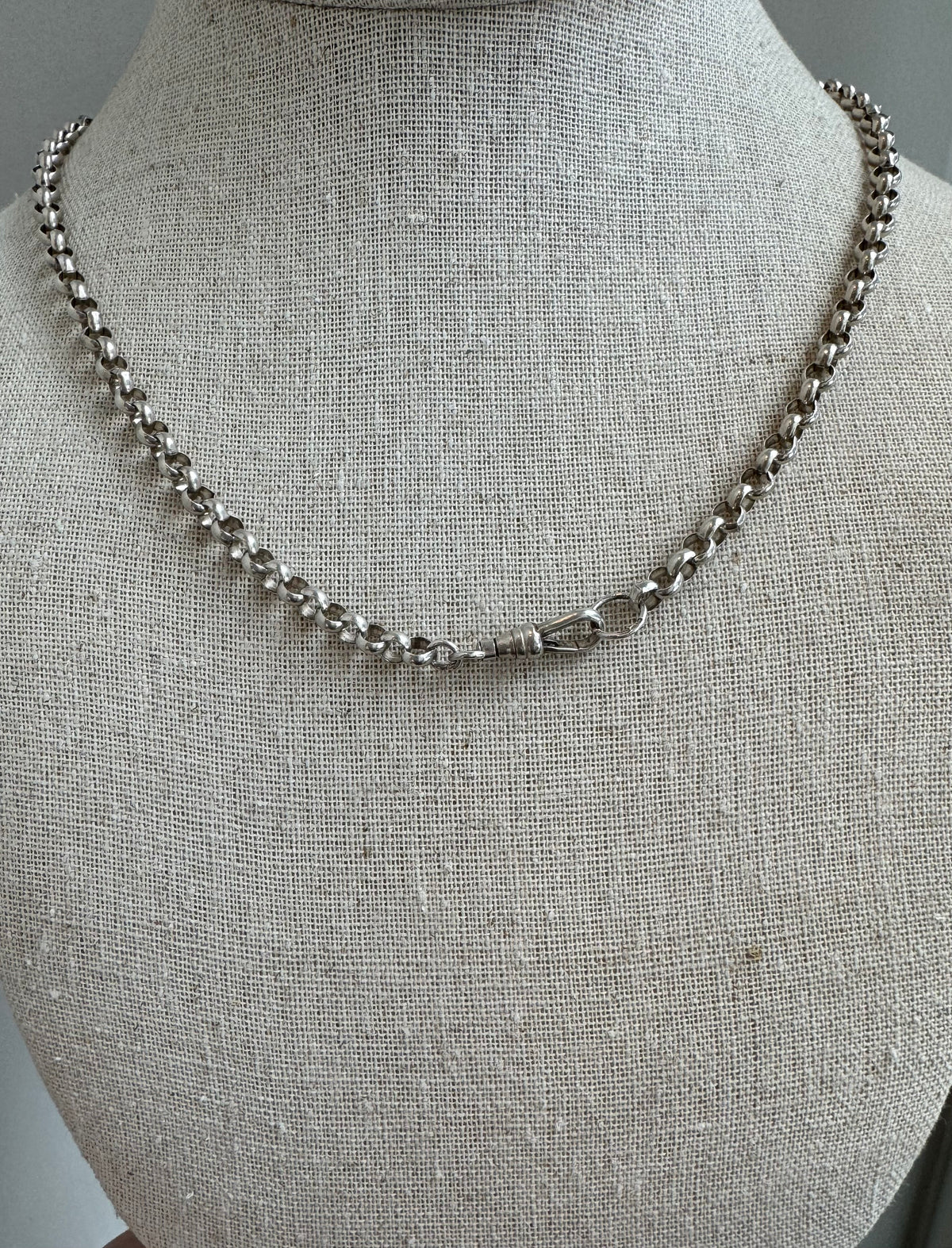 Antique Silver T Bar Necklace with Belcher Chain