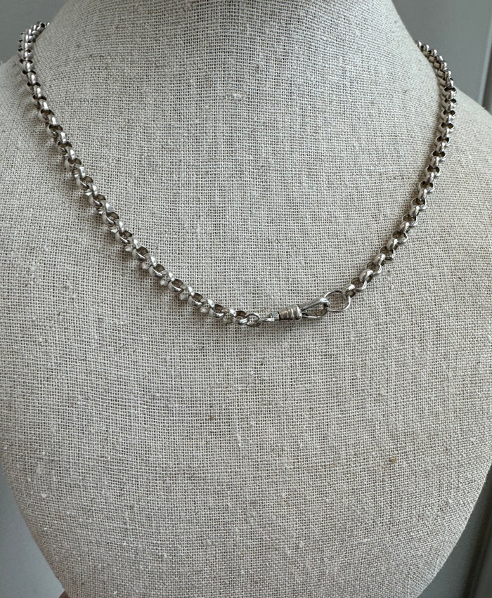Antique Silver T Bar Necklace with Belcher Chain