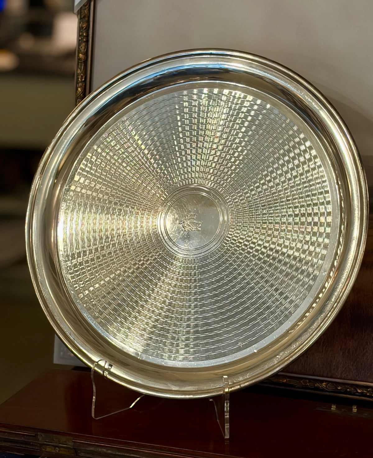 Heirloom Engine Turned Platter with Crest