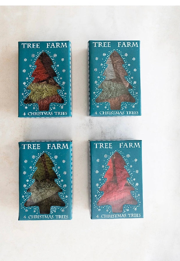 Set of 4 Small Bottle Brush Trees - Green