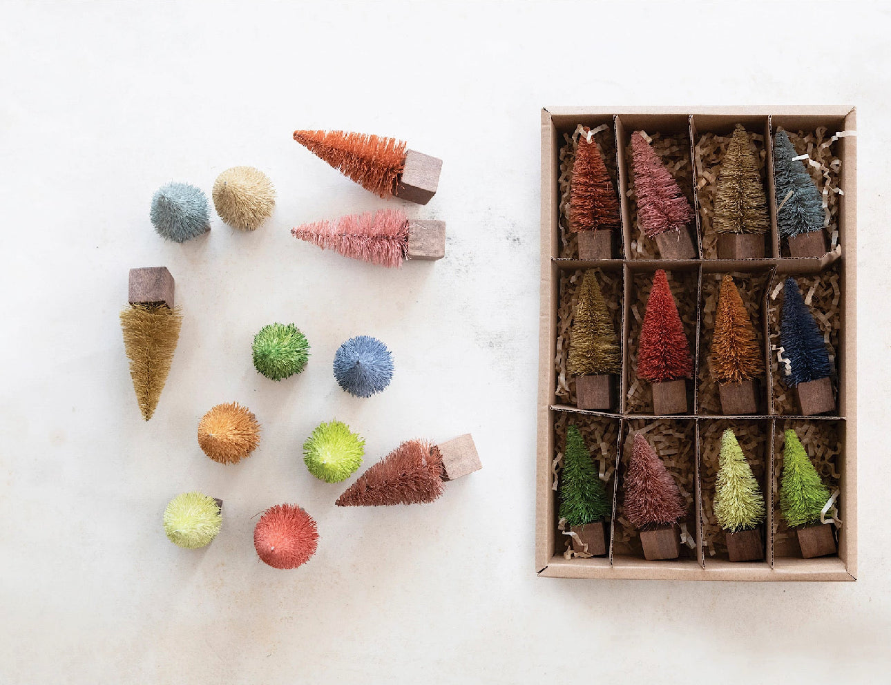 Set of 12 Mini Trees - Assorted Colours – Post & Brood