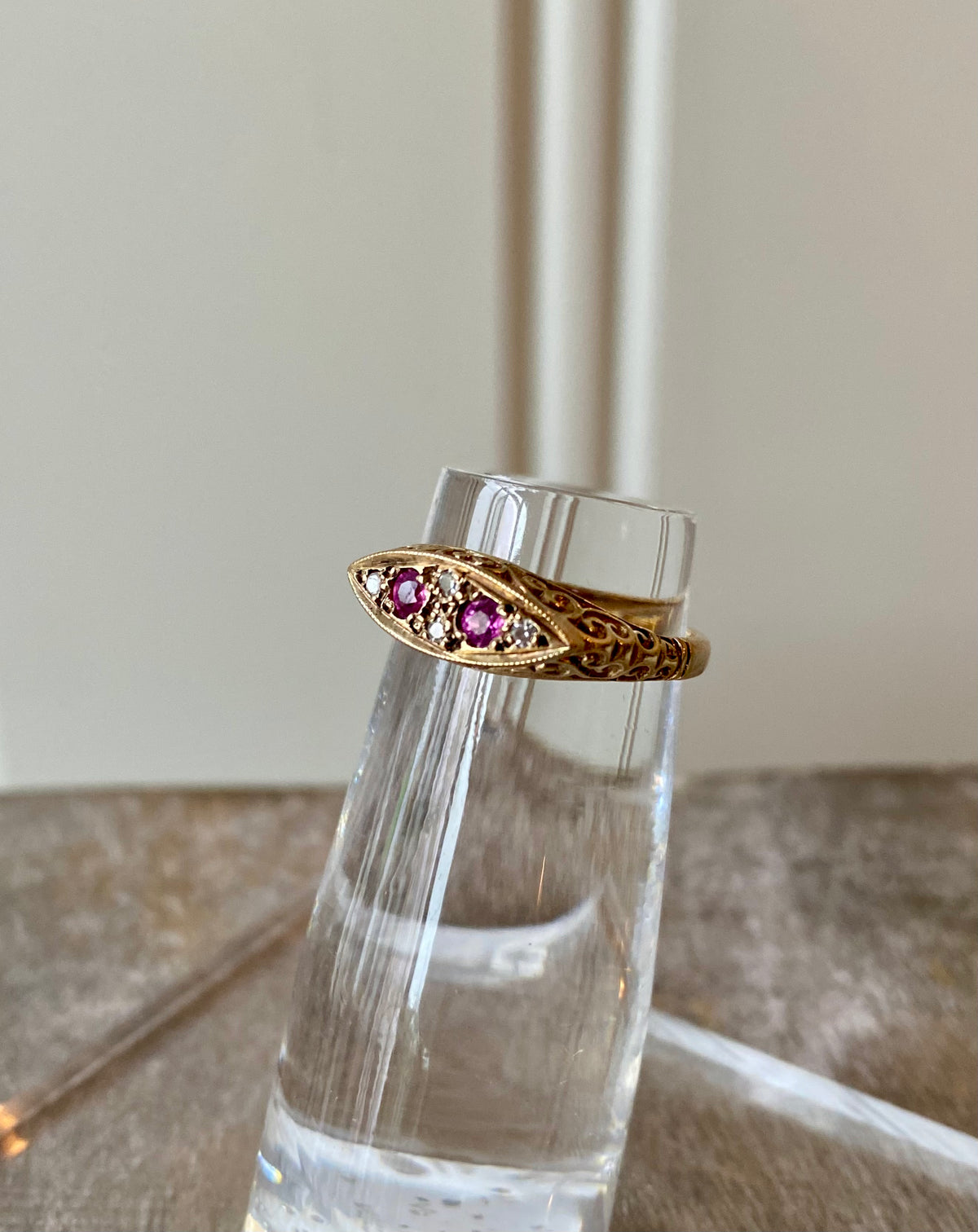 Heirloom Garnet & Diamond Filigree Ring