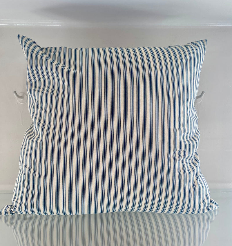 Blue Ticking Stripe Pillow