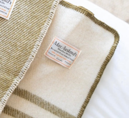 Natural White w/Olive Green Stripe