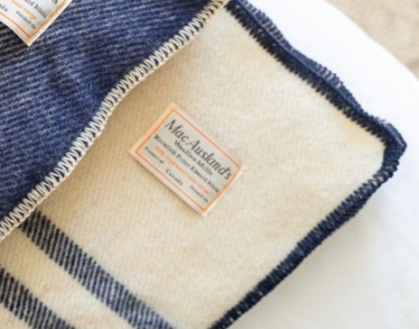 Natural White w/Navy Stripe