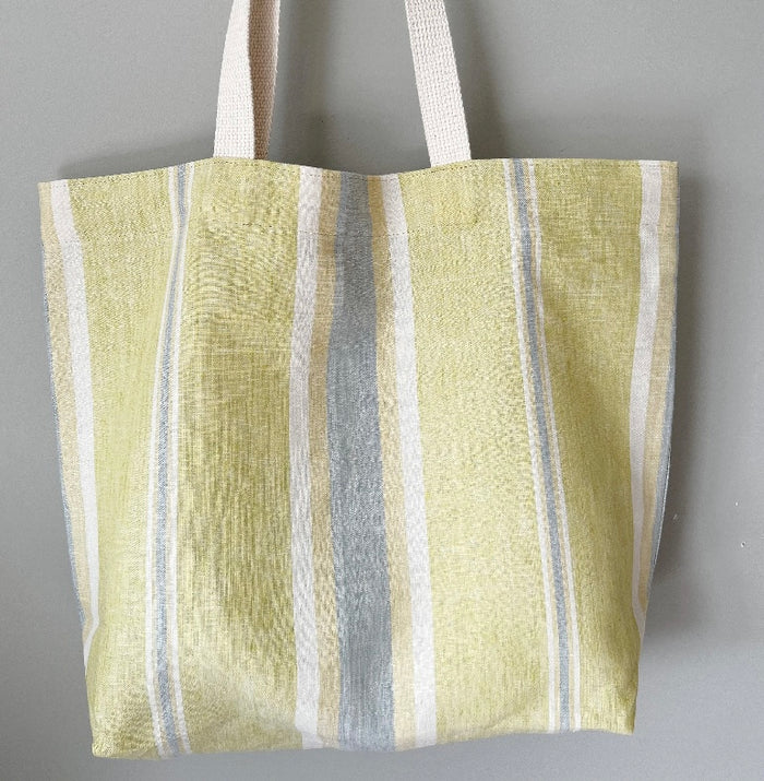 Linen Tote - Lime Stripe