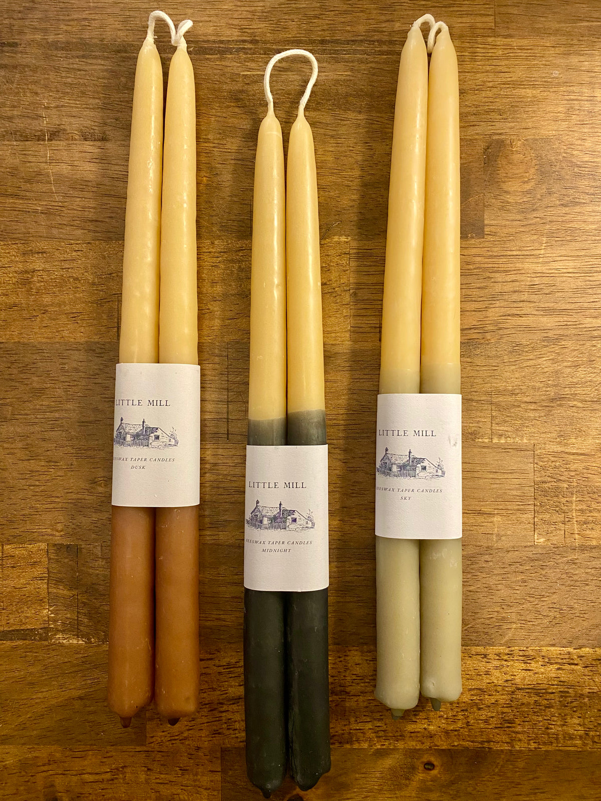 Dusk Two Tone Hand Dipped Beeswax Taper - Pair