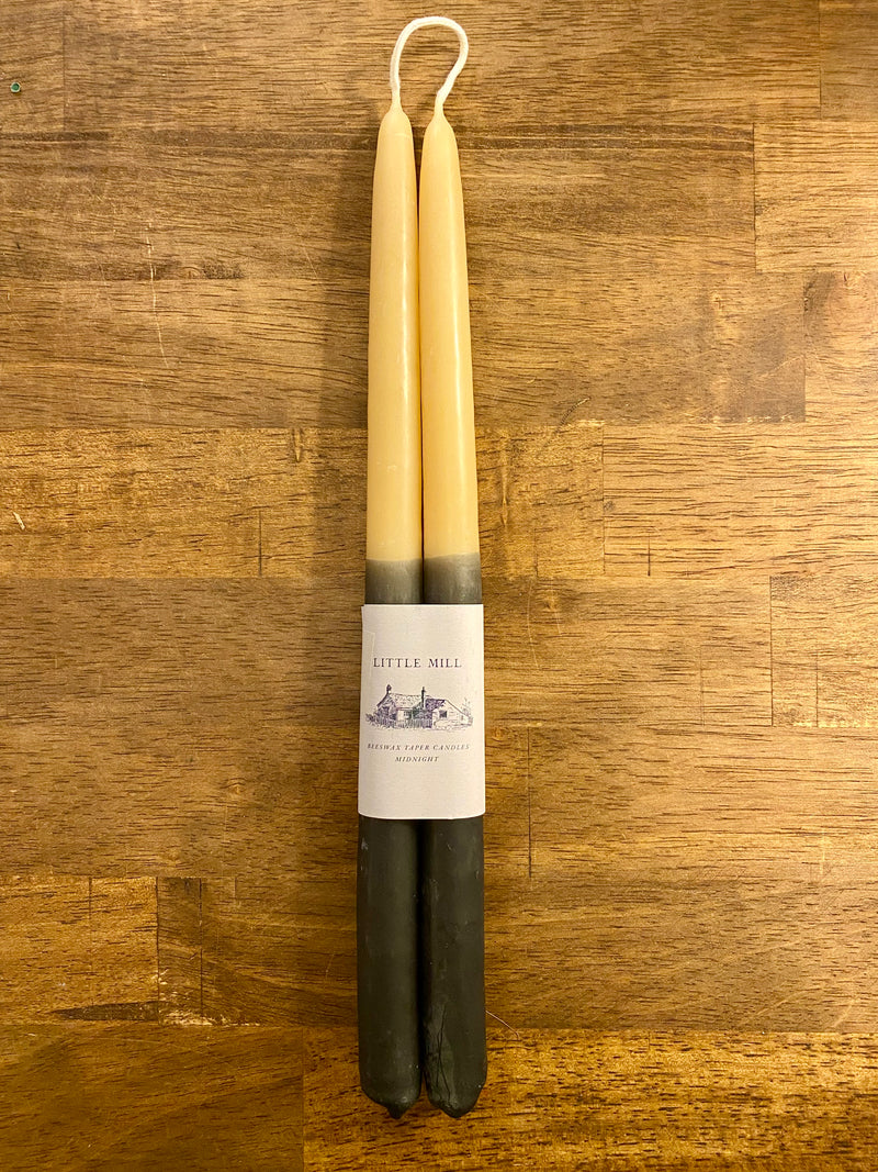 Midnight Two Tone Dipped Beeswax Candle - Pair