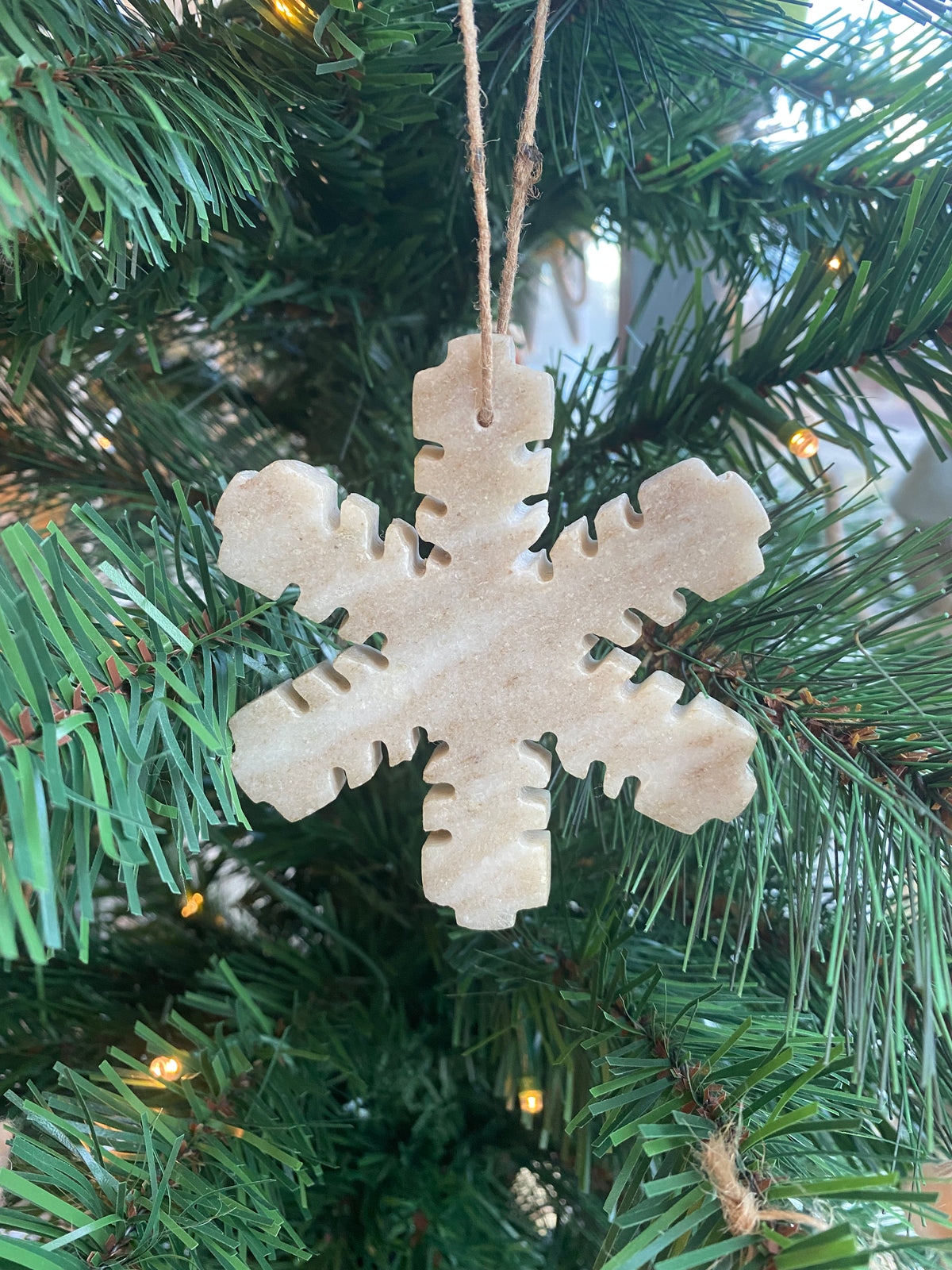 Six Point Stone Snowflake Ornament