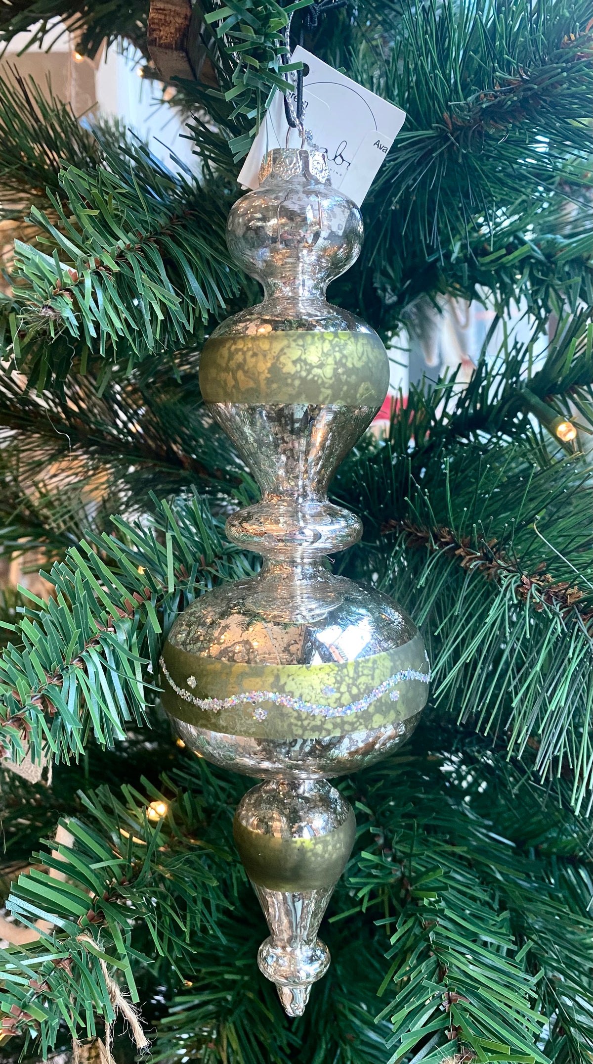 Green Ava Spindle Ornament