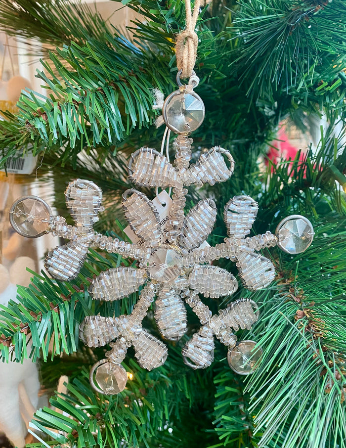 Rose Glass Snowflake Ornament