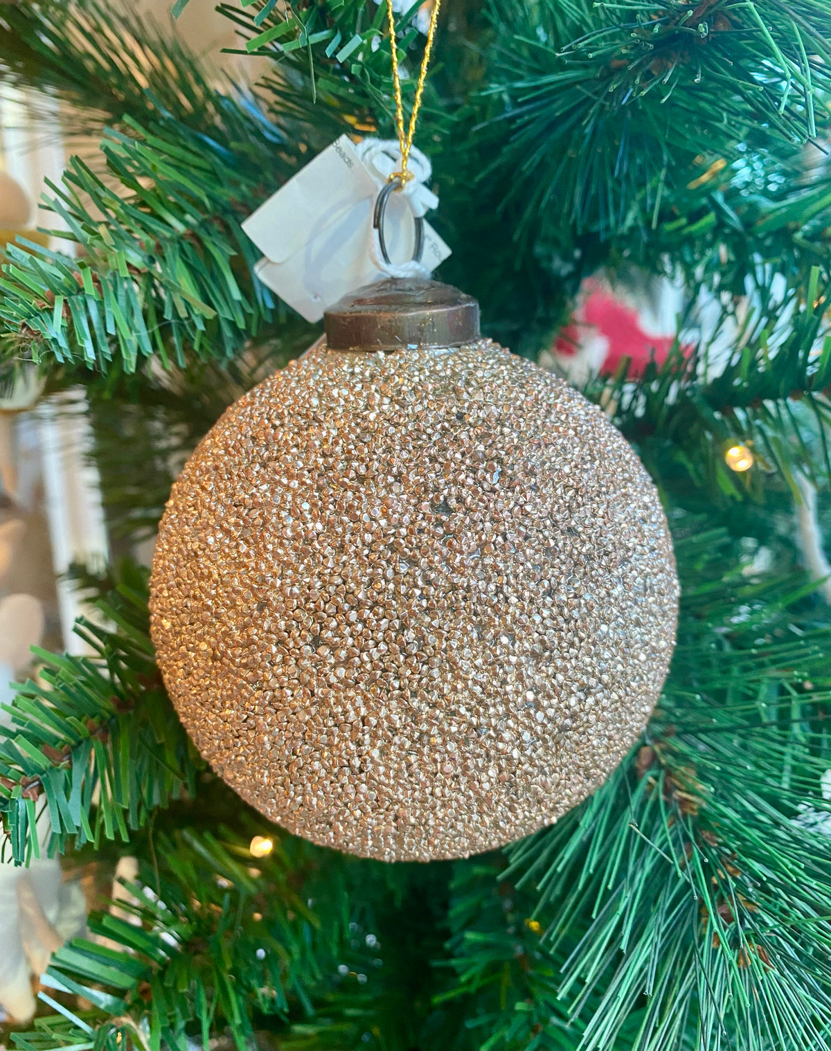 Seed Bead Round Glass Ornament