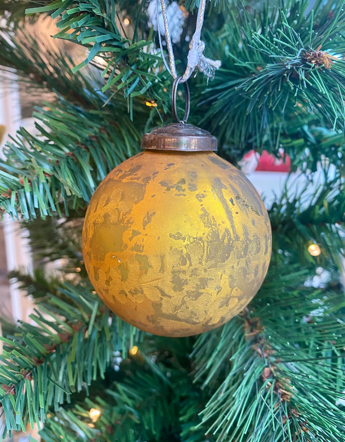 3" Round Glass Ornament - Antique Gold