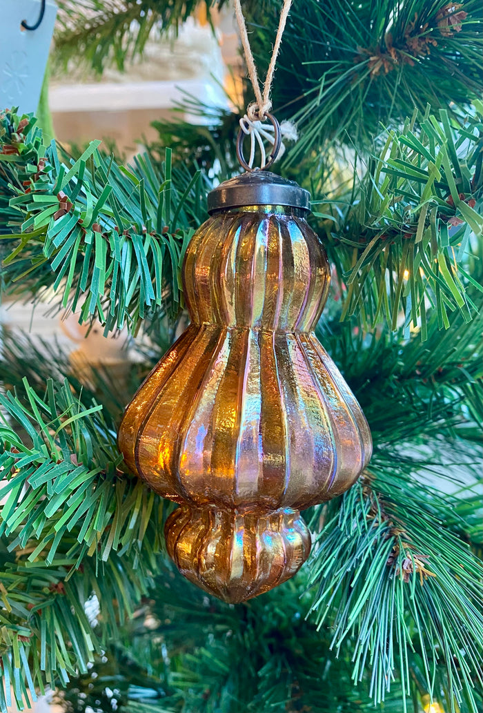 Glass Spindle Ornament - Amber