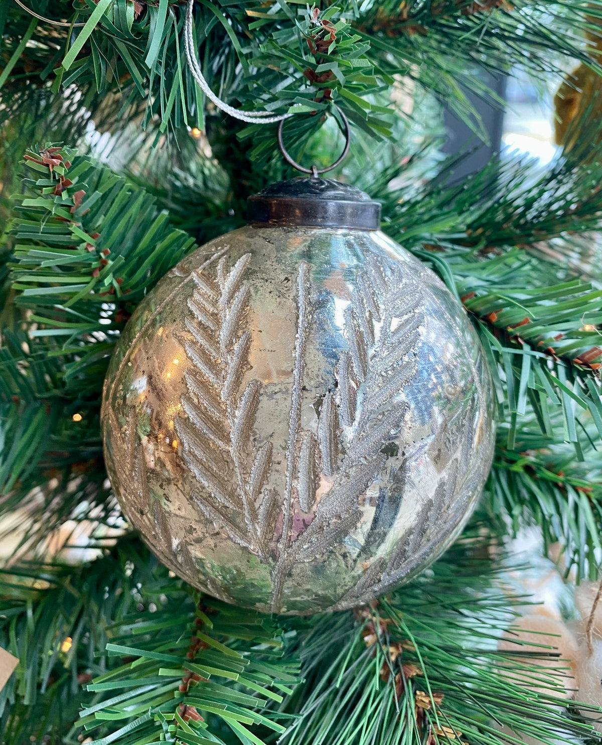 Botanical Mercury Glass Herb Ornament - 4"