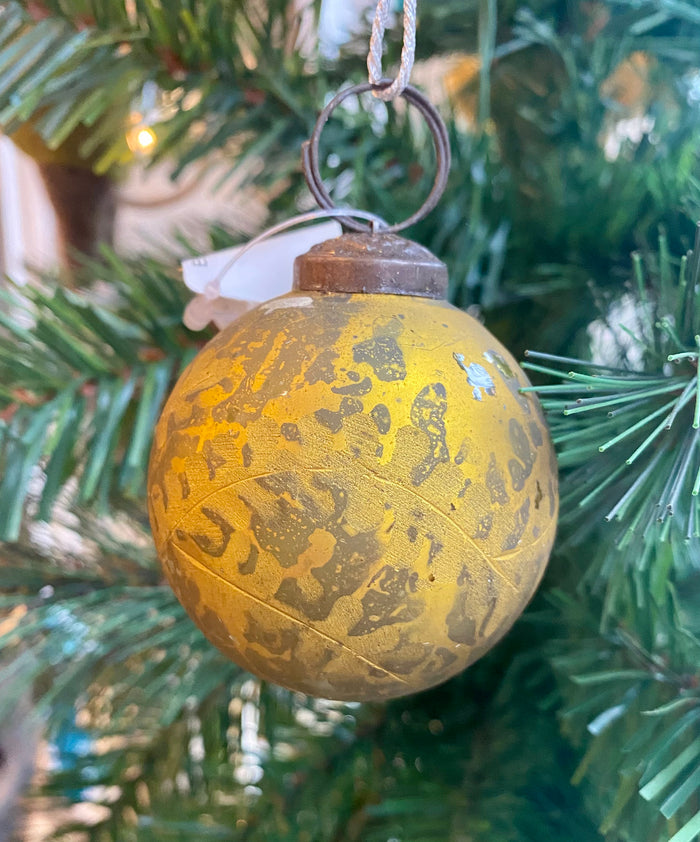 2" Round Glass Ornament - Antique Gold