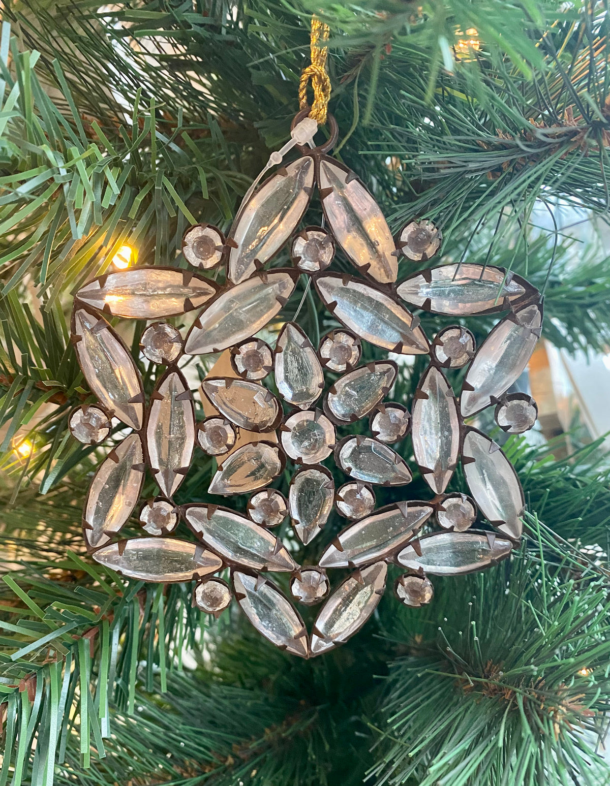 Large Antiqued Glass Snowflake