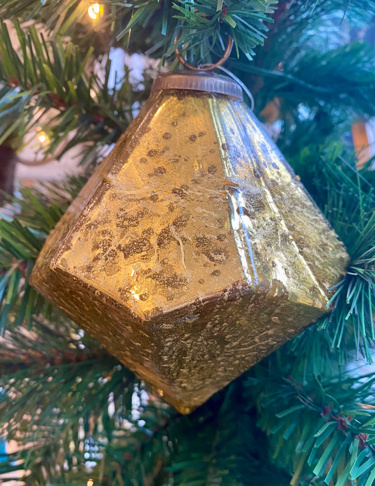 Antiqued Gold Diamond Drop