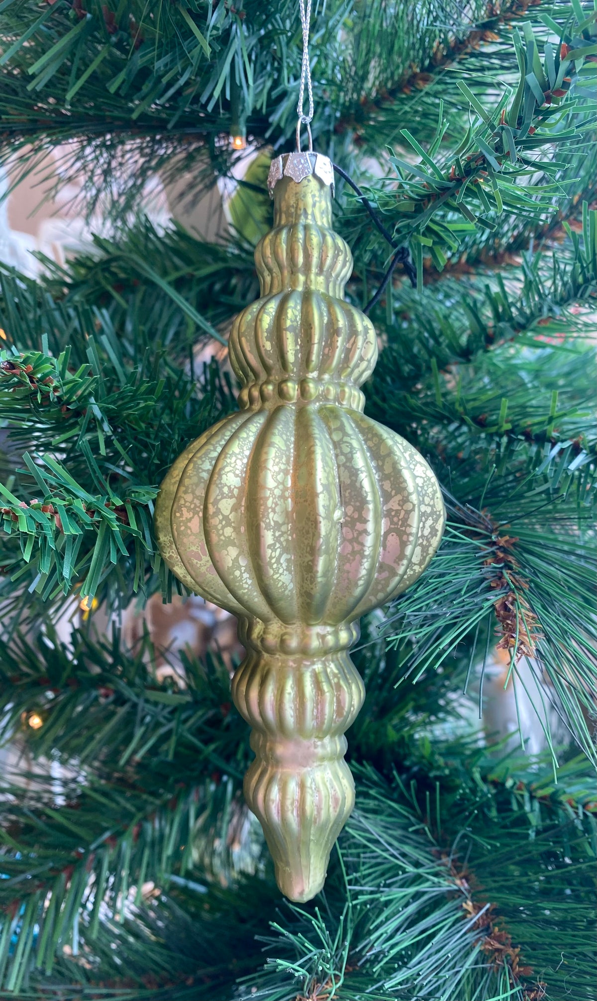 Ripple Green Spindle Ornament