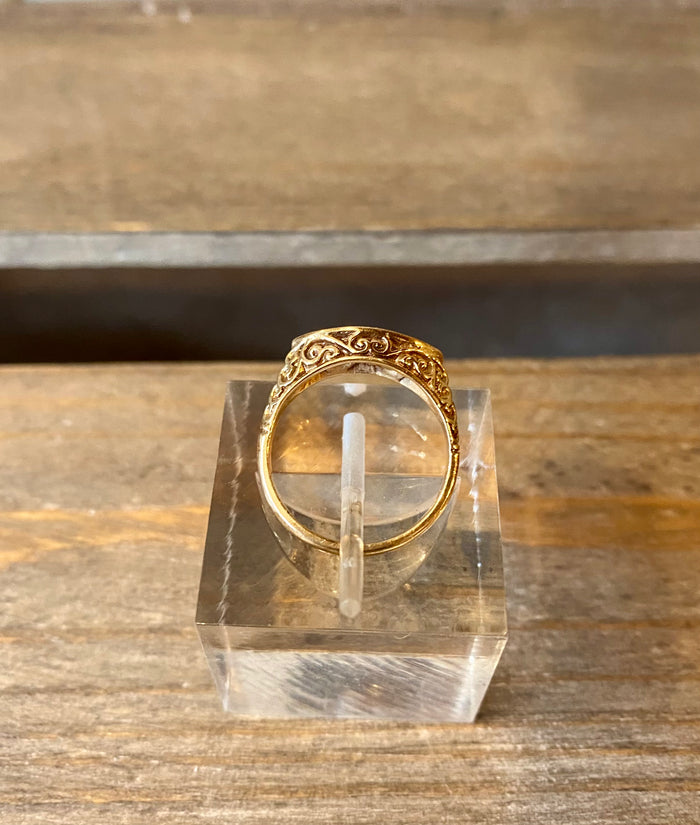 Heirloom Garnet & Diamond Filigree Ring