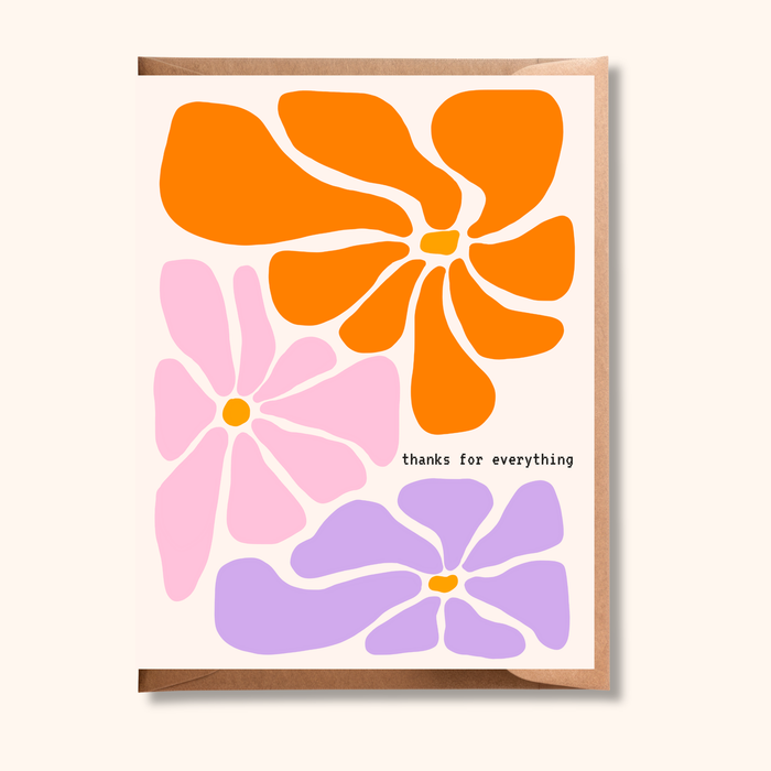 Thanks for Everything Retro Flowers Card