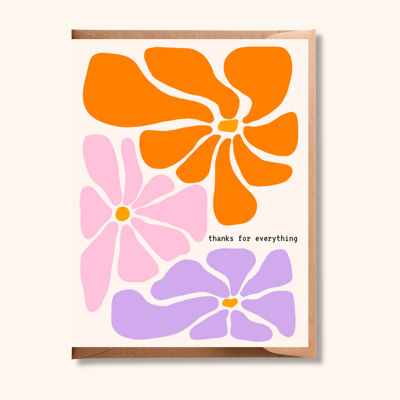 Thanks for Everything Retro Flowers Card