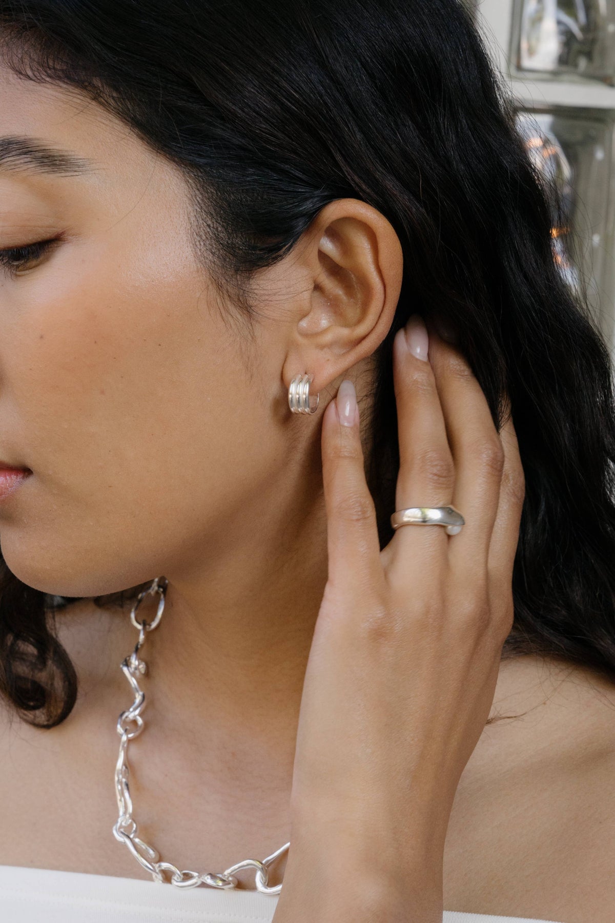 Range Hoops: Sterling Silver