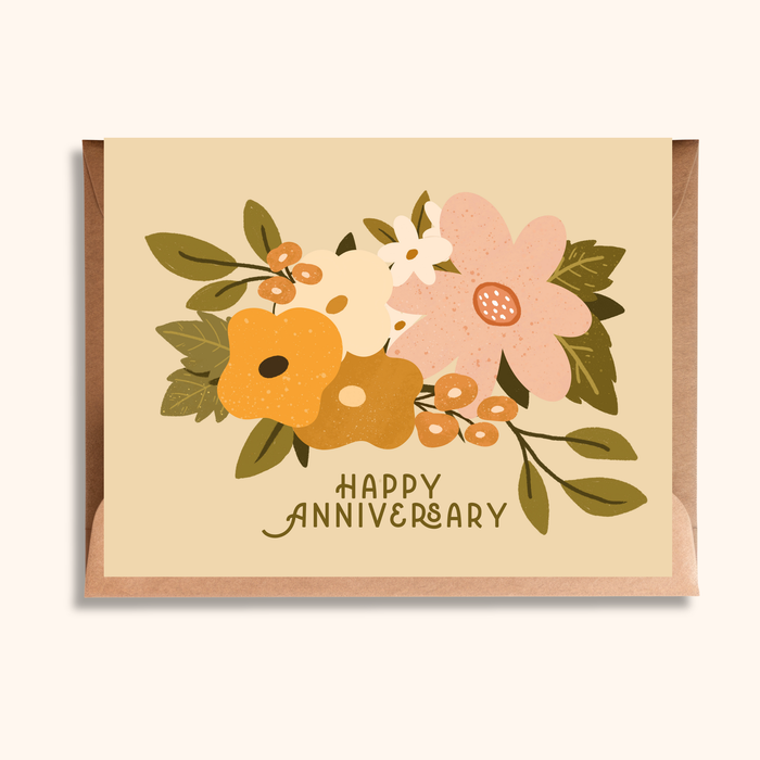Boho Floral Anniversary Card