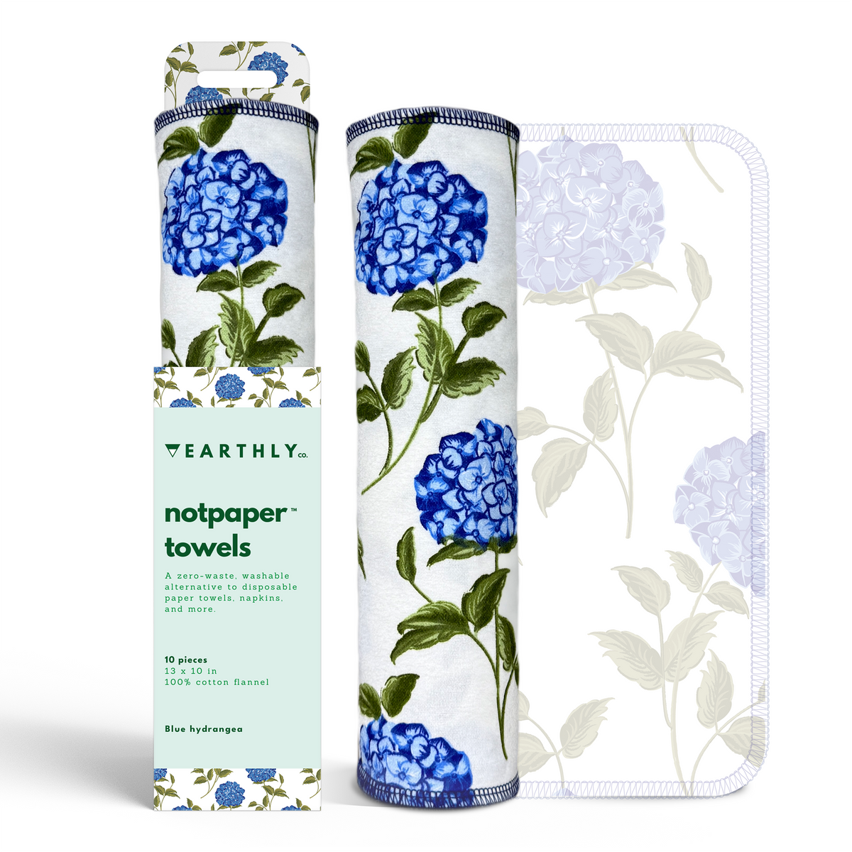 Blue Hydrangea Reusable Paper Towel 10/PK